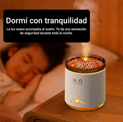 Humidificador Volcán, Difusor de Aromas Ultrasónico con Iluminación LED Configurable y Tanque de 470ml