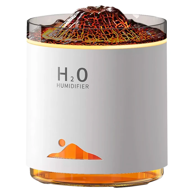 Humidificador Volcán, Difusor de Aromas Ultrasónico con Iluminación LED Configurable y Tanque de 470ml