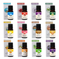 Set de 12 Aceites Esencias Aromáticas 10ml c/u Solubles en Agua, Especiales para Humidificadores, Difusores de Aromas Ultrasónicos